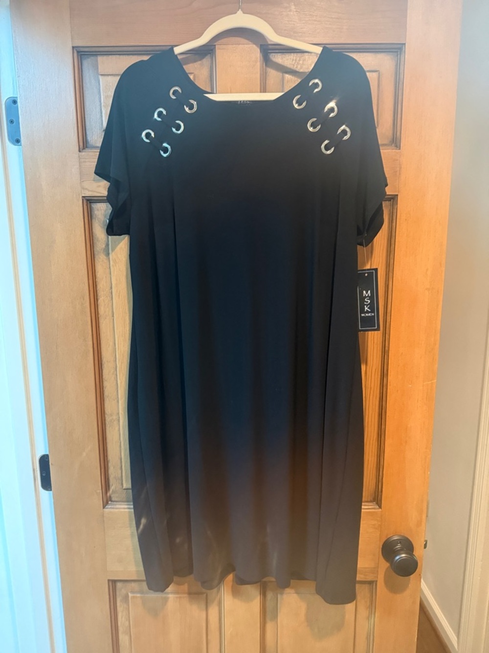 MSK Black Midi Dress with Grommet Neckline